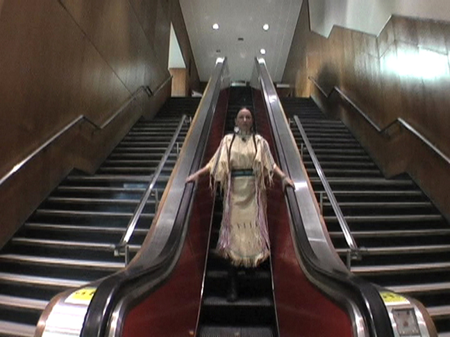 self portrait in alternation between ascension & decent - video installation by contemporary Canadian First Nations artist Jude Norris